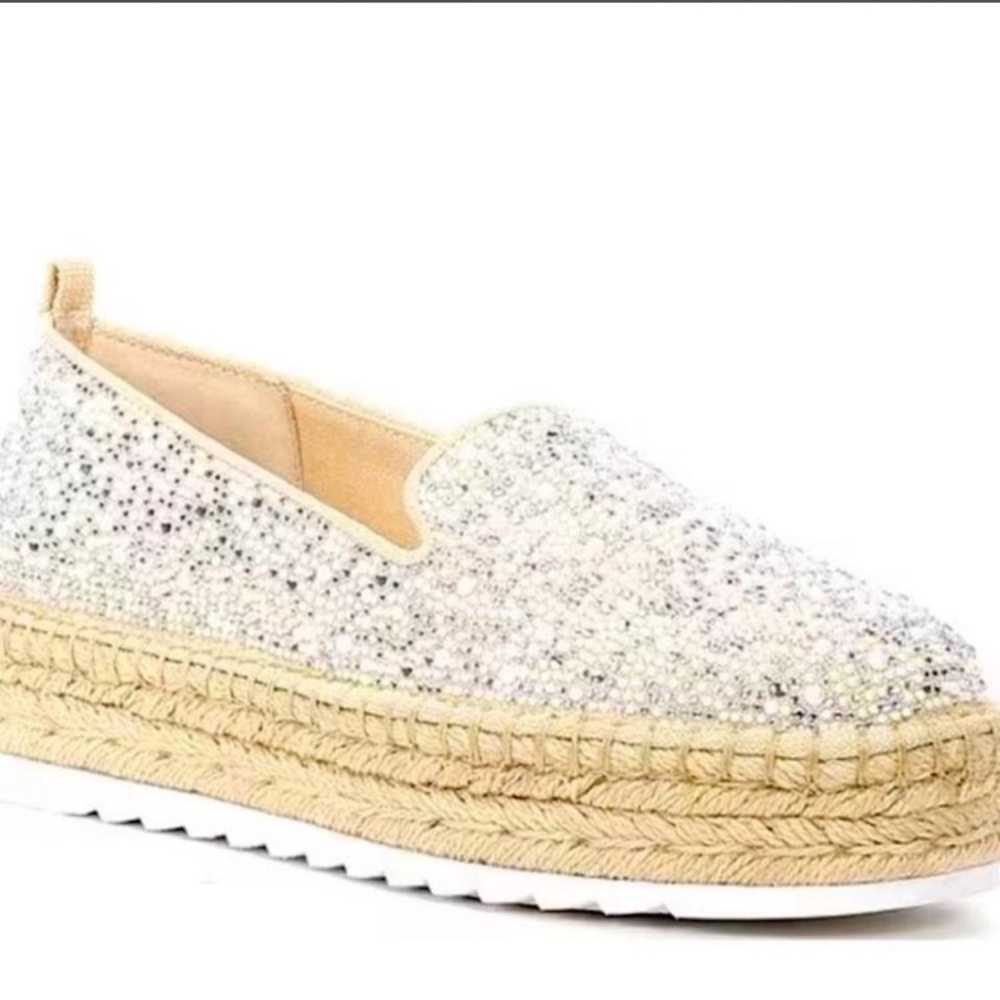 gianni bini Pearls Sparkle Espadrille Platform Slip-On - White!